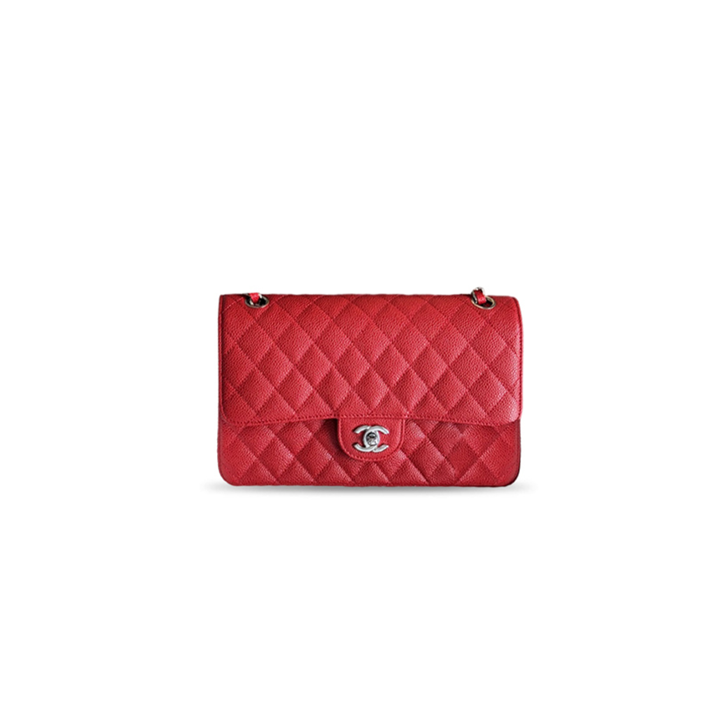 CHANEL MASTER CLASSIC QUILTED JUMBO DOUBLE FLAP RED CAVIAR AS1112 (25.5*15.5*6.5cm)
